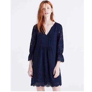 Madewell Embroidered Slowsong Navy Blue Lace Dress (Size 00)